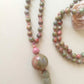 Mala 108 perle in Unakite, Rodonite, Pietra Guru Unakite e Rame