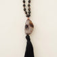 Mala da meditazione in Ossidiana dorata, Pietra Guru Agata, Rame