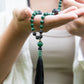 la madregea mala in pietra lavica, malachite e rame per la pratica della meditazione fatta a mano 108 perle