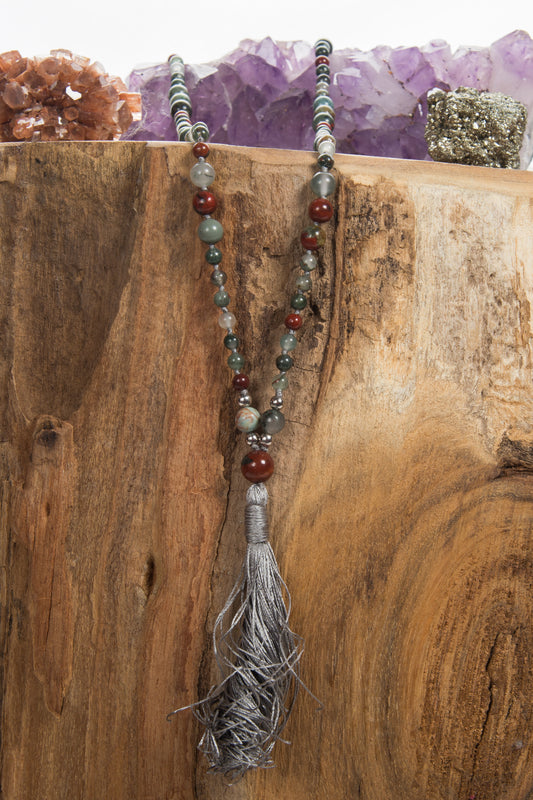 la madregea mala collana 108 perle di pietra dura naturale di eliotropio