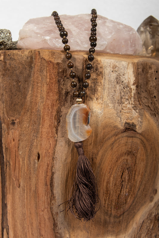 la madregea mala collana 108 per meditare in bronzite agata argento dorato 925 placcato oro 14kt