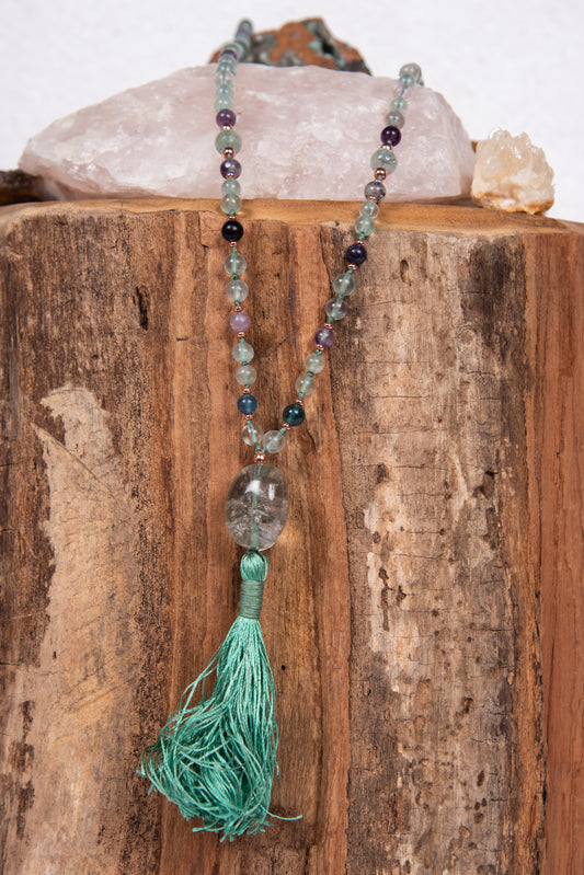 la madregea mala fluorite per meditazione con 108 perle di  e pietra guru in fluorite
