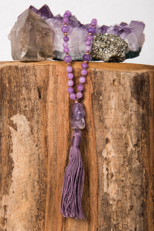 mala 108 pietre naturali in ametista lavanda pietra guru ametista prezioso strumento per meditare tenendo conto dei Mantra durante la pratica 