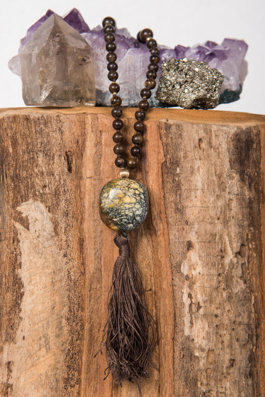 mala 108 pietre naturali in bronzite prezioso strumento per meditare tenendo conto dei Mantra durante la pratica   