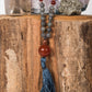 mala prezioso strumento per meditare tenendo conto dei Mantra durante la pratica. 72 pietre naturali in labradorite pietra guru agata rossa