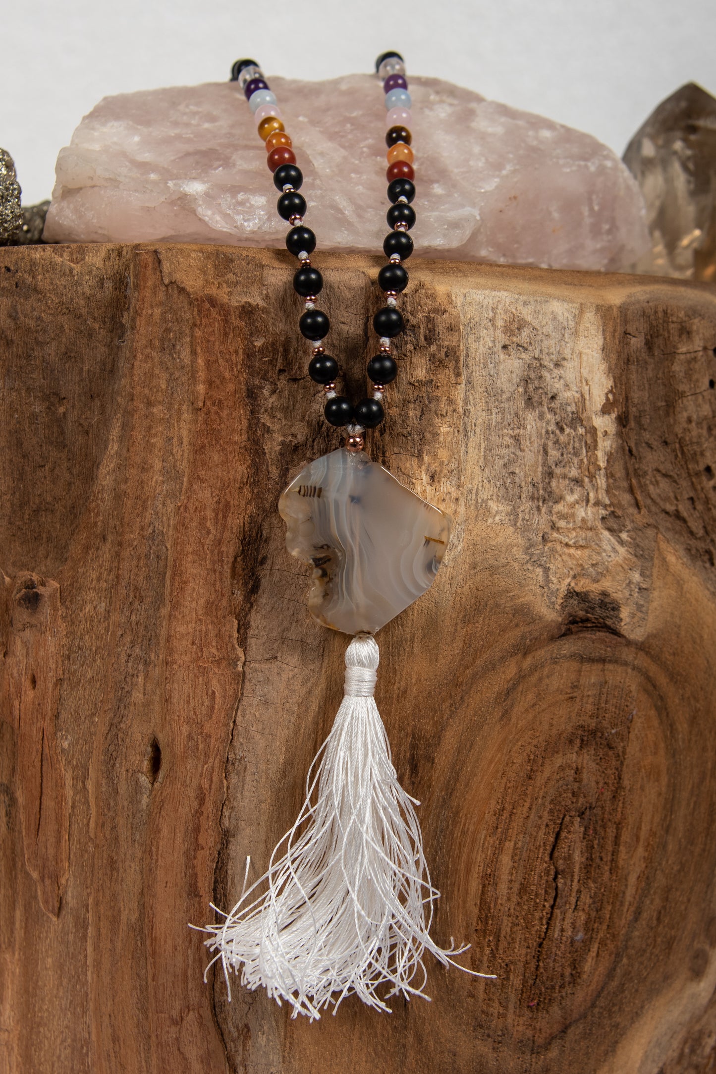 mala 108 pietre dure di shungite pietra guru agata muschiata bianca del montana la madregea