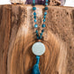 mala con pietre naturali di apatite e amazzonite per meditare