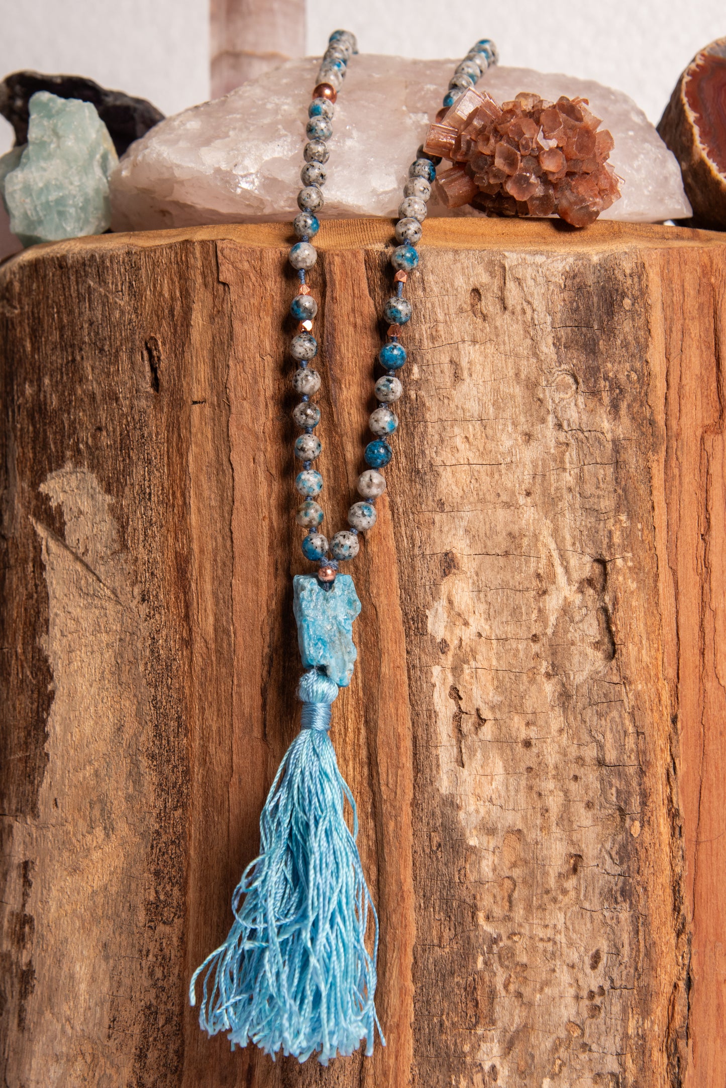 mala per meditare in diaspro k2 e apatite