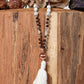 mala artigianale per meditare in howlite, occhio di bue, agata bianca, diaspro zebrato e rame