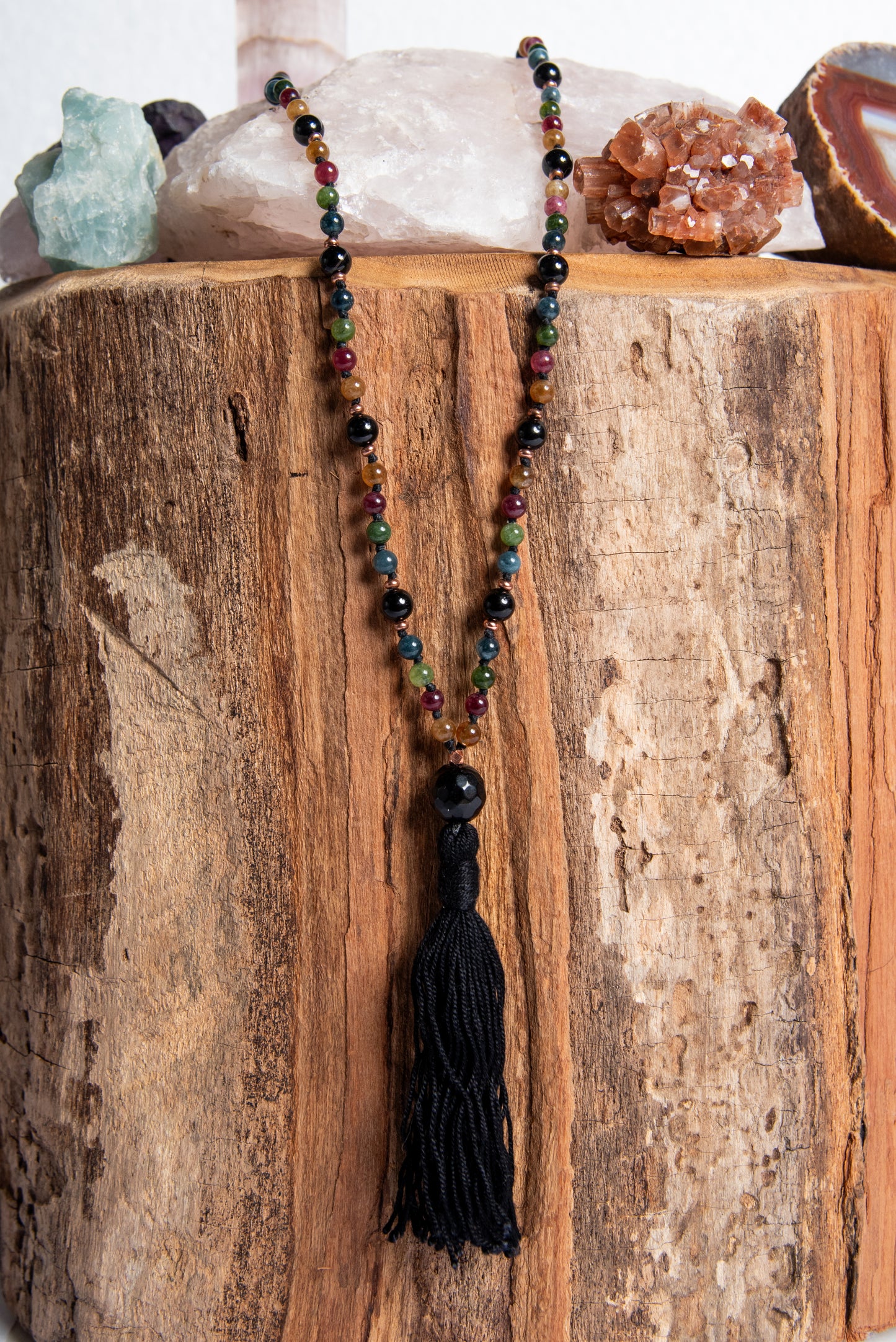 mala da meditazione in tormalina naturale e onice