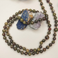 Mala da meditazione 108 perle in Pietra sangue di drago, Agata rossa, Pietra Guru Labradorite, Rame