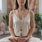 Mala 108 perle Calcite blu, pietra guru Agata, rame