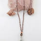 Mala da meditazione 108 perle Quarzo Fumè, pietra guru Quarzo Fumè, rame