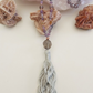 Mala da meditazione 108 Quarzo Fumè, Tormalina vari colori, pietra guru Quarzo Fumé , rame