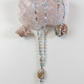 Mala 108 perle Calcite blu, pietra guru Agata, rame