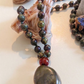 Mala da meditazione 108 perle in Pietra sangue di drago, Agata rossa, Pietra Guru Labradorite, Rame