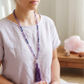 Mala collana 108 perle di Ametista e Lapislazzuli, Pietra Guru Ametista, Rame