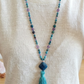Mala collana 108 perle di Ametista e Apatite, Pietra Guru Apatite, Rame
