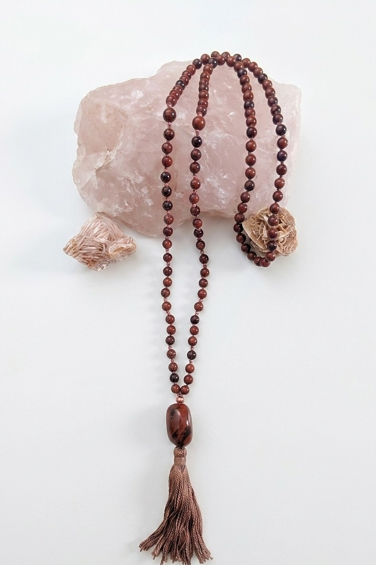 Mala in Ossidiana mogano, Pietra Guru Ossidiana Mogano, Rame