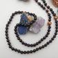 Mala da meditazione 108 perle Onice, pietra guru Quarzo Tormalinato, rame