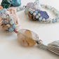 Mala 108 perle Calcite blu, pietra guru Agata, rame