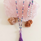 Mala collana 108 perle di Ametista, Magnesite e Apatite, Pietra Guru Ametista, Rame