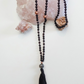 Mala da meditazione 108 perle Onice, pietra guru Quarzo Tormalinato, rame