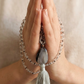Mala collana da meditazione in Cristallo di Rocca, Pietra Guru Agata botswana, rame