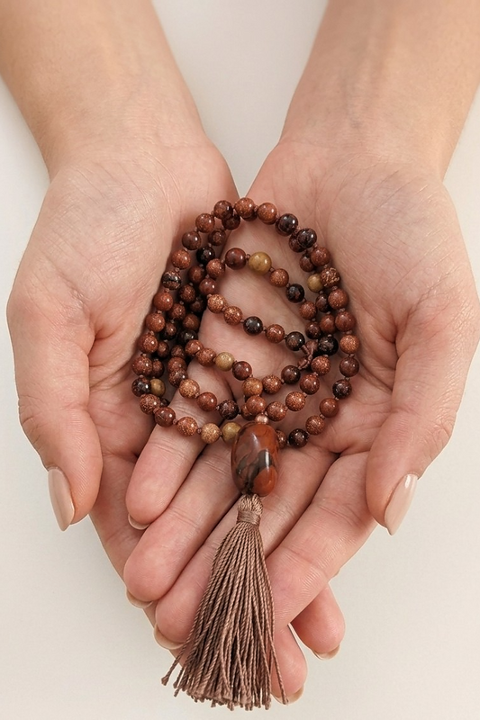 Mala in Ossidiana mogano, Pietra Guru Ossidiana Mogano, Rame