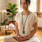 Mala collana 108 perle di Ametista e Apatite, Pietra Guru Apatite, Rame