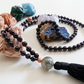Mala da meditazione 108 perle Onice, pietra guru Quarzo Tormalinato, rame