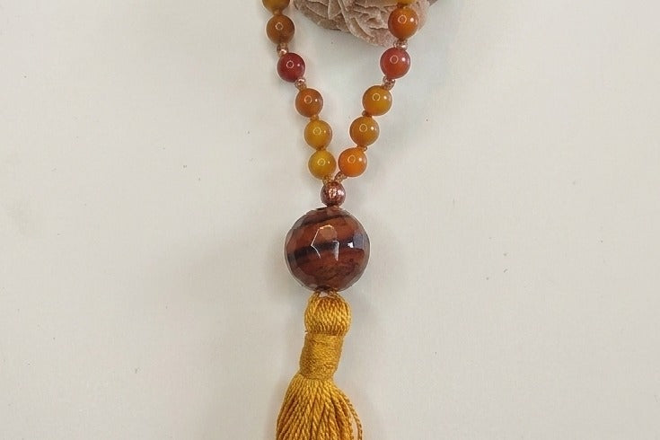 Mala in Mookaite, Pietra Guru Agata, Rame