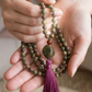 Mala da meditazione 108 perle in Pietra sangue di drago, Agata rossa, Pietra Guru Labradorite, Rame