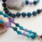 Mala collana 108 perle di Ametista e Apatite, Pietra Guru Apatite, Rame
