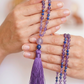 Mala collana 108 perle di Ametista e Lapislazzuli, Pietra Guru Ametista, Rame