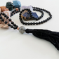 Mala da meditazione 108 perle Onice, pietra guru Quarzo Tormalinato, rame