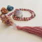 Mala 108 perle di Rodonite, Unakite, Lepidolite, Pietra Guru Ametista, rame