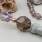 Mala da meditazione 108 Quarzo Fumè, Tormalina vari colori, pietra guru Quarzo Fumé , rame
