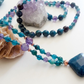 Mala collana 108 perle di Ametista e Apatite, Pietra Guru Apatite, Rame