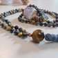 Mala con pietre dure naturali di Occhio di falco, Pietra guru Occhio di tigre, Rame