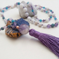 Mala collana 108 perle di Ametista, Magnesite e Apatite, Pietra Guru Ametista, Rame