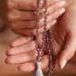 Mala da meditazione 108 perle Quarzo Fumè, pietra guru Quarzo Fumè, rame