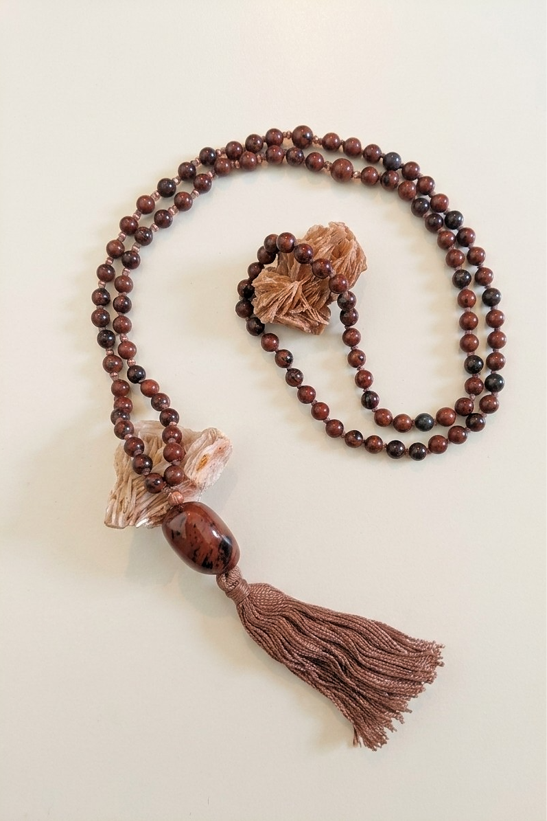 Mala in Ossidiana mogano, Pietra Guru Ossidiana Mogano, Rame