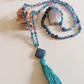 Mala collana 108 perle di Ametista e Apatite, Pietra Guru Apatite, Rame