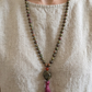 Mala da meditazione 108 perle in Pietra sangue di drago, Agata rossa, Pietra Guru Labradorite, Rame