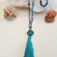 Mala collana 108 perle di Ametista e Apatite, Pietra Guru Apatite, Rame