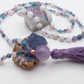Mala collana 108 perle di Ametista, Magnesite e Apatite, Pietra Guru Ametista, Rame