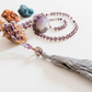 Mala da meditazione 108 Quarzo Fumè, Tormalina vari colori, pietra guru Quarzo Fumé , rame
