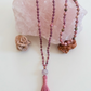 Mala 108 perle di Rodonite, Unakite, Lepidolite, Pietra Guru Ametista, rame