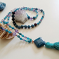 Mala collana 108 perle di Ametista e Apatite, Pietra Guru Apatite, Rame